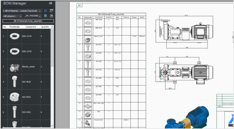 Bill of materials BricsCAD Mechanical